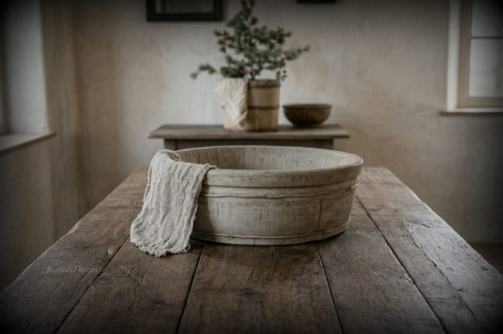 stoer en landelijk wonen. Olijfbak naturel Luksa Home Collection.